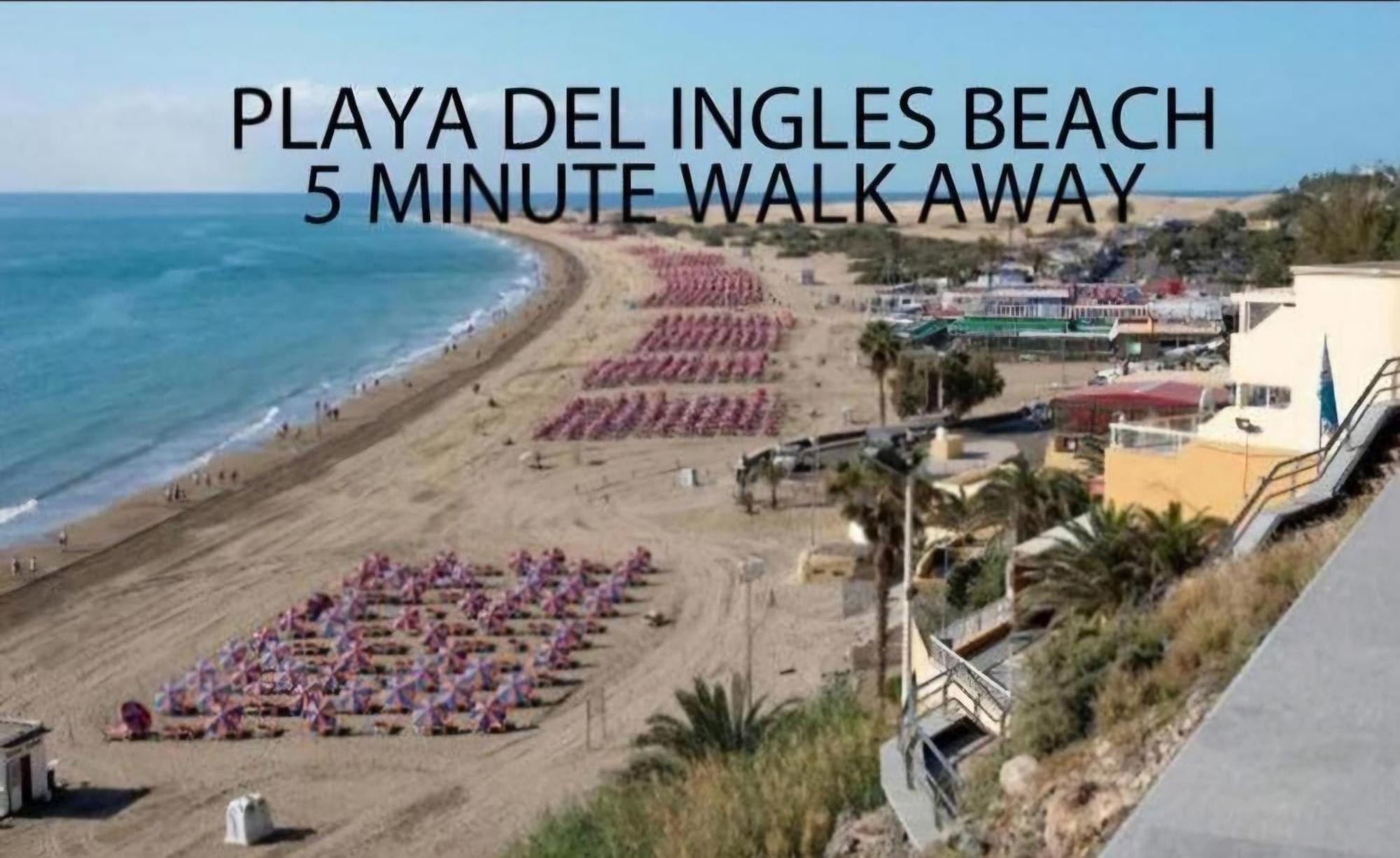 Ocean Front Cozy 2 Bedroom, 3 Beds Spacious- Netflix, Pool, Beach Lift & Fast Wifi Playa del Inglés Buitenkant foto